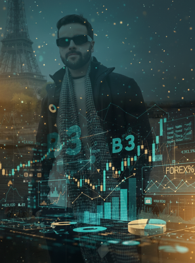 Trader profissional com gráficos de Forex